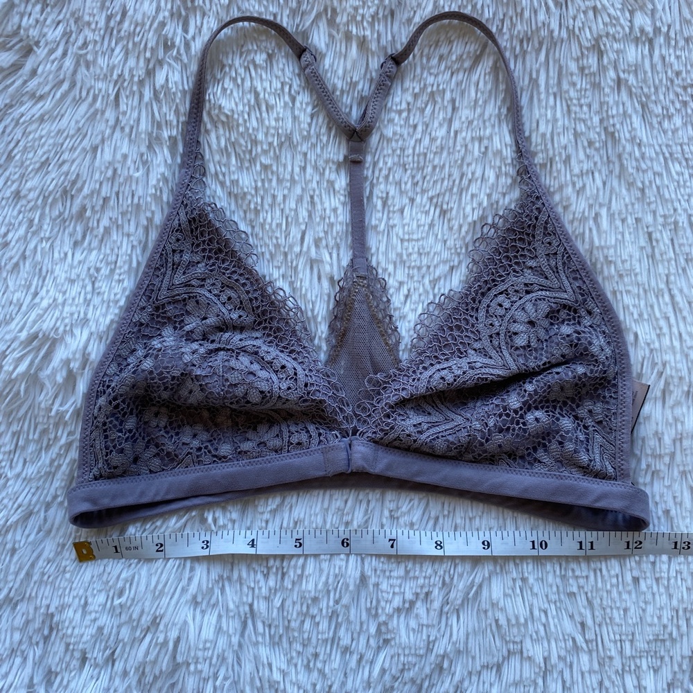VICTORIA'S SECRET Purple Lace Triangle Bra Bralette Medium M - Picture 4 of 6